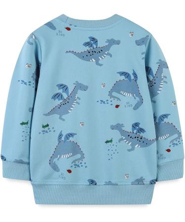 Kids Dinosaur Sweatshirt | Cotton Long Sleeve Pullover | Boys & Girls Casual Top | Toddler Baby Clothes 1-8 Years | 5-6 Years Dinosaur 04 - Buy Online on GoSupps.com