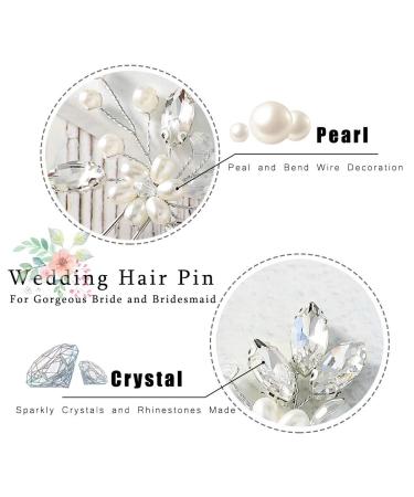 Catery Pearl Crystal Wedding Hair Pins Bridal Hair Pieces - Pack of 2, Silver Accessories for Women - Buy Online on GoSupps.com