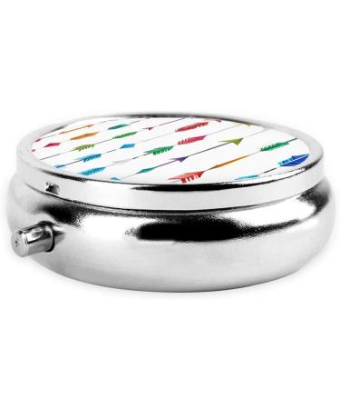 Coral and Teal Arrows Mini Round Pill Box | 3 Compartment Travel Organizer | Portable Medicine Case for Home & Office - Buy Online on GoSupps.com