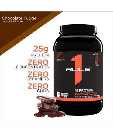 Rule 1 Protein | Super-Pure 100% Whey Isolate & Fast-Acting Whey Hydrolysate | 25 Grams Protein 4 Grams Glutamine & 6 Grams BCAAs Per Serving (2LB Chocolate Fudge) Chocolate Fudge 2LB - Buy Online on GoSupps.com