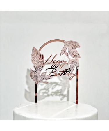 Daimay 6PCS Acrylic Happy Birthday Cake Toppers Leaf Arch Door Dessert Toppers Party Cupcake Topper Picks Cake Decorations for Birthday Wedding Engagement Party Supplies - Buy Online on GoSupps.com