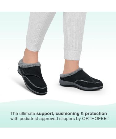 Orthofeet Women's Plantar Fasciitis Slippers with Arch Support - Charlotte 8 Black - Buy Online on GoSupps.com