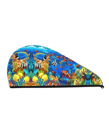 Ocean Tropical Fish Coral Velvet Hair Cap - Perfect for Home Travel Pool Parties & Beaches | SamLng - Buy Online on GoSupps.com