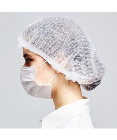 100 Pcs White Disposable Bouffant Caps - 20 Nonwoven Hair Net Sleeves with Swivel Bands | Ideal for Sleeping, Food Service - Unisex - Buy Online on GoSupps.com