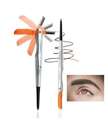 3-in-1 Best Waterproof Medium Brown Eyebrow Mapping Pencil Color Make up Brow Pencil with Brush and Razor Shaver for Contouring Brows Gentle Brown