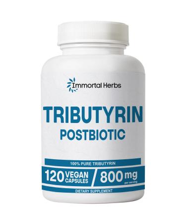 Immortal Herbs Tributyrin Supplement 800mg Advanced Butyrate Form 55% Standardized More Effective Delivery Than Sodium Butyrate 120 Capsules Non-GMO & Gluten Free Postbiotic Supplement