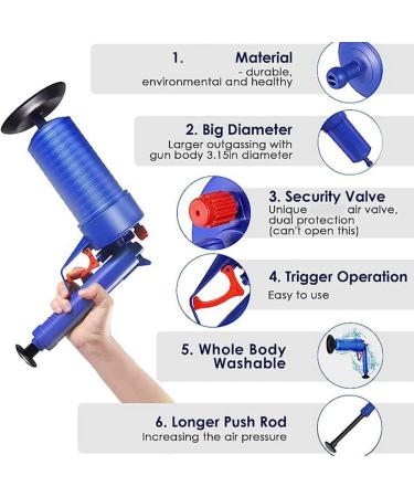 Shop Blue Drain Clog Remover - 4 Suction Cups High Pressure for Kitchen & Bathroom Clogged Pipes - Buy Online on GoSupps.com