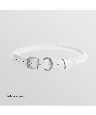 Collardirect Handmade Round Leather Dog Collar - Soft Padded Rolled Design for Dogs & Cats (40-45 cm) - Available in Black Pink Red Purple Blue & White - Buy Online on GoSupps.com