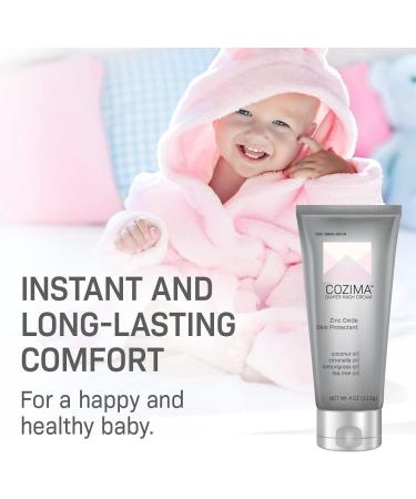 COZIMA Baby Diaper Rash Cream 4oz - Zinc Oxide 24% & Coconut Oil Formula for Healing, Protecting & Preventing Diaper Rash - Buy Online on GoSupps.com