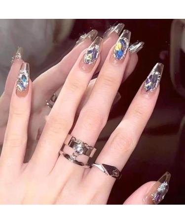 24Pcs/Set Press On Nails Coffee Long Fake Nail Detachable Patch False Nails Acrylic Fake Nails Full Cover Nails Tips Artificial Finger Manicure Press on nails for Women and Girls - Buy Online on GoSupps.com