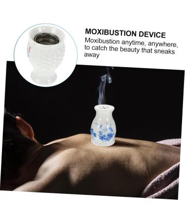 Partykindom 3 STK Gua Sha Pot Tool - Moxa Stick Burner for Kegel Treatment | Blue & White Porcelain Moxibustion Massage Device - Buy Online on GoSupps.com