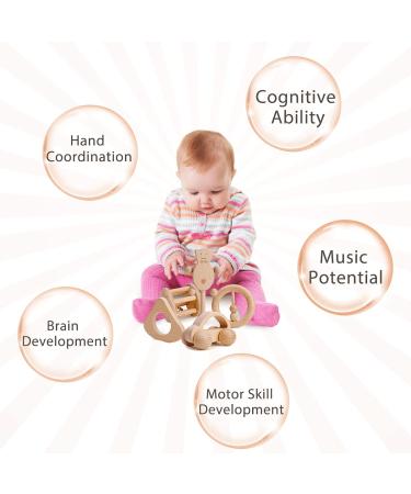 Montessori Toys for Babies | Organic Wooden Bell Rattles | Fun & Intellectual Baby Shower Gifts - Y-WJ04 - Buy Online on GoSupps.com
