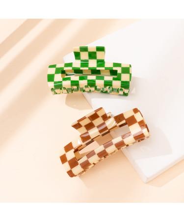 TODEROY Large Hair Claw Clips for Women - Green&Khaki-L Aesthetic Plaid Checker Design - Buy Online on GoSupps.com