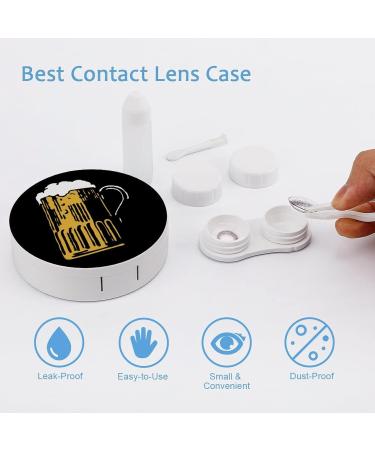 Beer Time Round Case For Contact Lens Kit Storage Box with Mirror Printed - Buy Online on GoSupps.com
