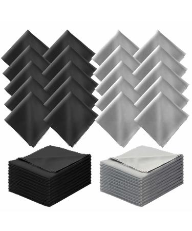 20 pieces of glasses cleaning cloth Microfiber High quality microfiber cleaning towels glasses cleaning cloth Microfiber display for glasses screens tablets glasses 6 x 7 inches (15 x 18 cm) black/gray black+gray