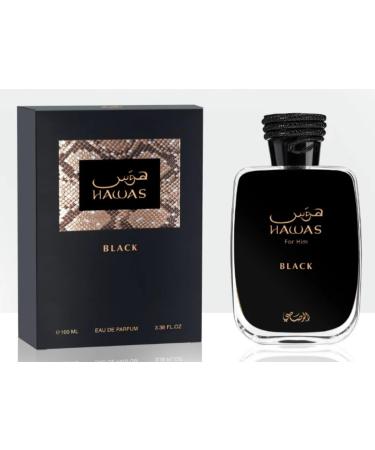 Hawas Black for Men Eau de Parfum 3.33 oz - Long Lasting Notes - Rich with woody citrus and mossy