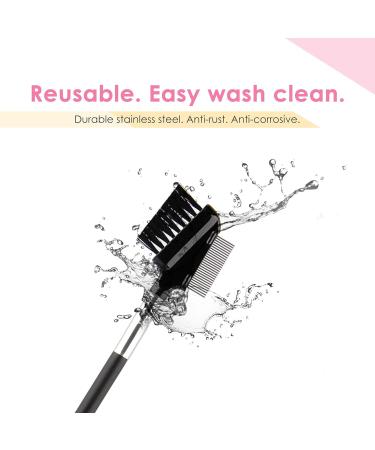 Beauty7 Eyelash Brush Eyebrow Brush Browbrush Spoolie Brush Eyelash Resuable Dual Comb Stainless Steel Teeth Mascara Applicator Makeup Tool for Women (1x Stainless Steel Brush) - Buy Online on GoSupps.com