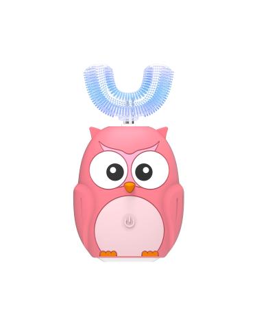 Kids U Shaped Electric Toothbrush, Ultrasonic Automatic Whitening Massage Toothbrush for Kids with 3 Cleaning Modes,Cute Cartoon Children's Toothbrush.(Color:Pink Size:2-6 Years) 2-6 Year (Kids) Pink