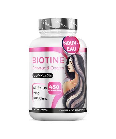 Biotine Cheveux Vitastrong 450 Comprim s Haute Dosage (15 Mois) Biotine Complex Premium avec K ratine Cheveux S l nium Zinc Cuivre Bambou Vitamines Cheveux Peau et Ongles Hair Vitamins Cheveaux