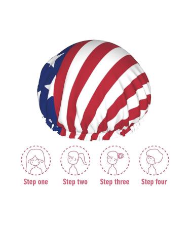 Women's Reusable American Flag Waterproof Shower Cap - Buy Online on GoSupps.com