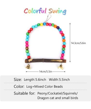 Wooden Bird Swing Toy 5.5''x 5.6'' Multi-color for Parakeets & Cockatiels - Buy Online on GoSupps.com