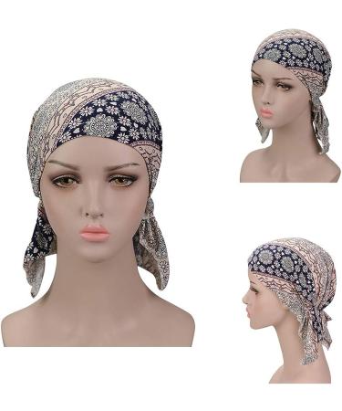 Pre Tied Chemo Head Scarf 3 Pack - Beanie Skull Caps for Women (Set6-Long Style) - Buy Online on GoSupps.com