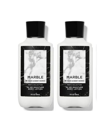 Bath and Body Works Marble Men's Collection 24 Hour Moisture Body Lotion Lot of 2- Full Size 8 Oz  238 Ml each (Marble)