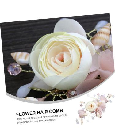 FRCOLOR Bridal Hair Comb French Side Combs Flower Headpiece Hanfu Hair Pin Rhinestone Barrettes for Women Wedding Hair Accessories Alloy Bride Crystal Spun Yarn Pink - Buy Online on GoSupps.com