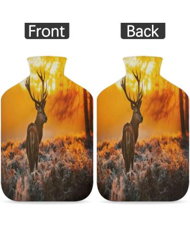 Shry Heat Bottle with Fluffy Cover - 2L Hot Water Bottle for Kids & Adults | Moose Forest Design for Cozy Nights & Pain Relief - Buy Online on GoSupps.com