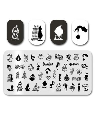 Christmas Nail Stamping Plates Monster Nails Stamping Kit Winter Holiday Nail Stamping Plate Xmas Nail Stamper Kit for Women Girls DIY Salon