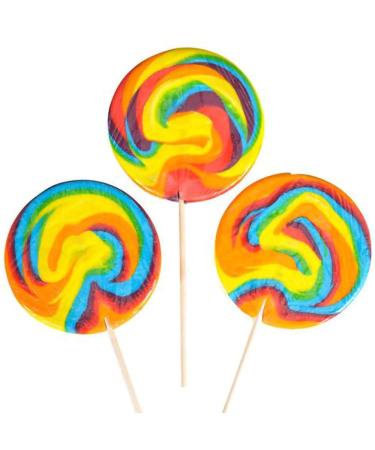 Jumbo Rainbow Swirl Lollipop, Mixed Fruit Flavor, Individually Wrapped, 5" Inch Sucker (3-Pack) 3 Count (Pack of 1)