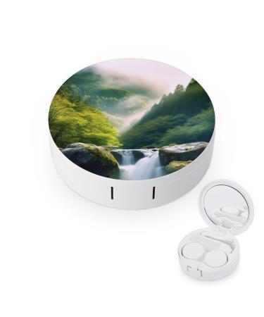 Contact Lens Case Misty Mountains Forest Portable Travel Contact Lens Box Contact Lens Storage Box