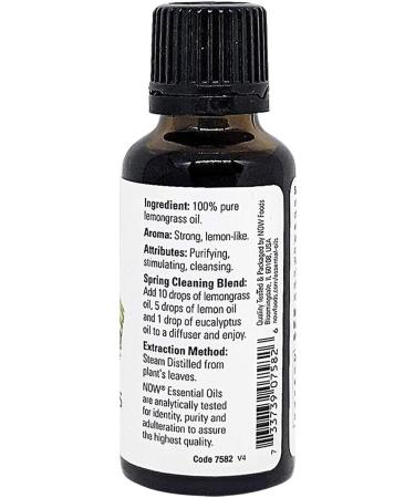 NOW Foods 100% Pure Lemongrass Essential Oil - 1 fl oz | Natural Aromatherapy & Wellness - Buy Online on GoSupps.com