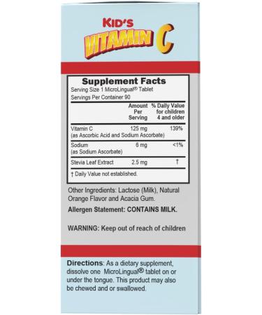 Superior Source Kids Vitamin C 125mg Quick Dissolve Sublingual Tablets 90 Ct - Immune Support & Non-GMO - Buy Online on GoSupps.com