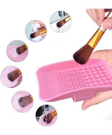 Dajidafu Universal Women Foundation Makeup Brush Cleaning Mat Home Dress Room Reusable Nonslip Eyebrow Pen Silicone Washing Pad Rose Red - Buy Online on GoSupps.com