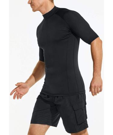 TSLA Men's Rash Guard Swim Shirt | UPF 50+ UV Protection | Quick Dry | Black Medium - Buy Online on GoSupps.com