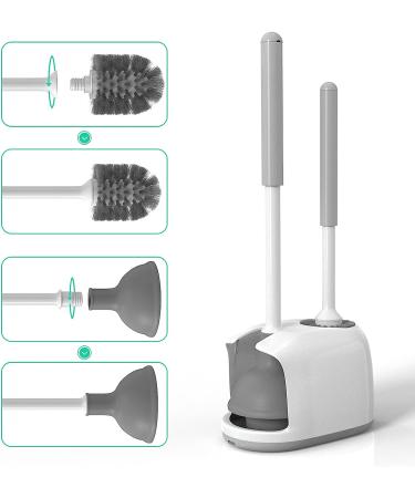 MIBIO Toilet Plunger and Brush Combo Set with Holder - Heavy Duty 2-in-1 Bathroom Cleaning Tool - Powerful Pump & Water Storage Design - White (1 Set) - Buy Online on GoSupps.com