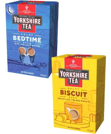 Biscuit Brew Tea Bags 40 tea bags (112g) and Bedtime Brew 40 Tea Bags (100g) Taylors of Harrogate Yorkshire bundle - Buy Online on GoSupps.com