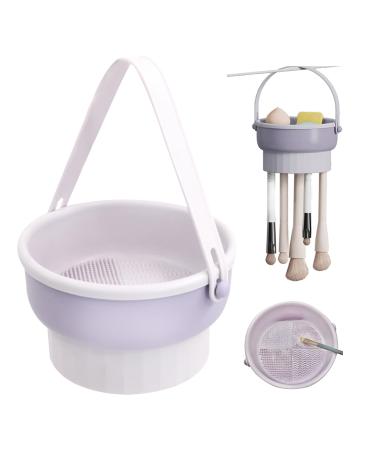 Make-up brush cleaner silicone brush holder-3 in 1 brush cleaner silicone brush cleaning box for cleaning storing and drying cosmetic brushes and make-up swam (purple) - Buy Online on GoSupps.com
