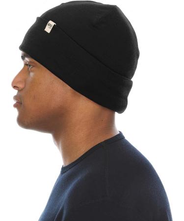 Ridge Cuff Beanie - 100% Merino Wool - Warm Winter Hat in Black - Buy Online on GoSupps.com