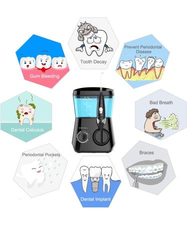Buy Turewell Electric Mouth Shower IPX7 Waterproof Oral Irrigator with 10 Pressure Levels & 8 Nozzles | 600ml Interdental Cleaner for Home (Black) - Fast International Shipping - Buy Online on GoSupps.com