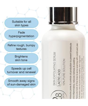 28 Day Skin | 10% Lactic Acid Exfoliant for All Skin Types | Repair Sun-Damaged Skin Hyperpigmentation & Spot Marks | Vegan & Cruelty-Free | 30ml Dropper Bottle - Buy Online on GoSupps.com