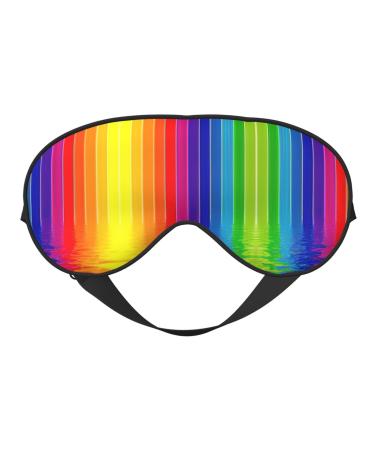 FoRes Rainbow Striped Print Adult Unisex Sleep Eye Mask Light Blocking Adjustable Smooth for Deep Rest Black