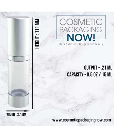 Luxe Airless Bottle 15 ML - Matte Silver & Clear | Premium Quality eCommerce Shipping Worldwide - Buy Online on GoSupps.com