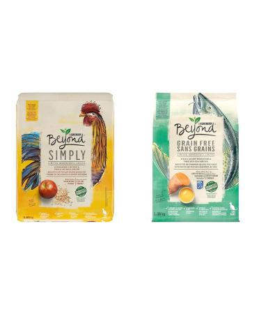Beyond Simply Natural Dry Cat Food Farm-Raised Chicken & Whole Oat Meal - 5.89 kg Bag & Grain Free Natural Dry Cat Food Wild-Caught Whitefish & Free Run Egg - 1.36 kg Bag