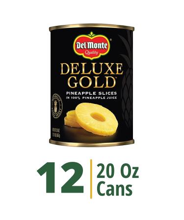 Del Monte Deluxe Gold Pineapple Slices in 100% Juice - 12 Pack 20 oz Cans - Buy Online on GoSupps.com