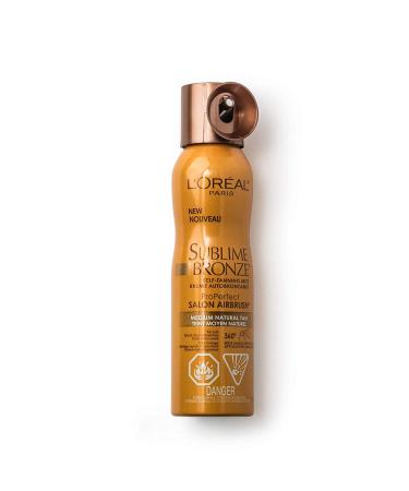 L'Oreal Paris Sublime Bronze ProPerfect Salon Airbrush Self-Tanning Mist Medium Natural Tan 4.6 Ounce (130gm) (2 Pack)