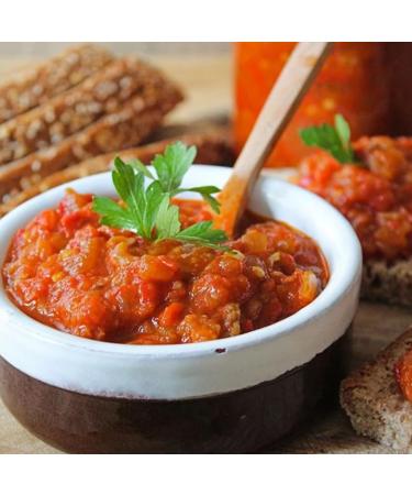 Ajvar Vegetable Sauce in Sweet Glass A delicious traditional accompaniment sauce 350 gx 3 pieces - Buy Online on GoSupps.com