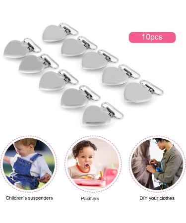 10pc Metal Heart Suspender Clips - DIY Pacifier Clips & Bib Holders | Perfect for Toys & Baby Essentials - Buy Online on GoSupps.com