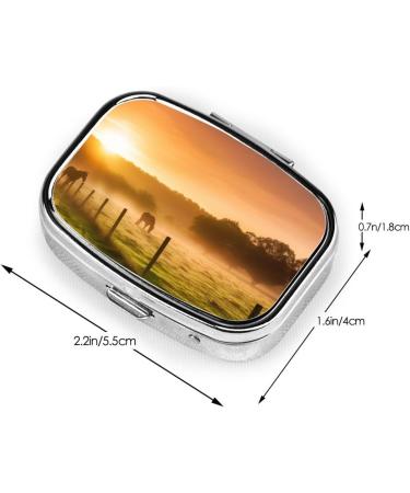 Pasture at Sundown Orange Beams Printed Pill Box | Portable Medicine Organizer for Travel - Buy Online on GoSupps.com